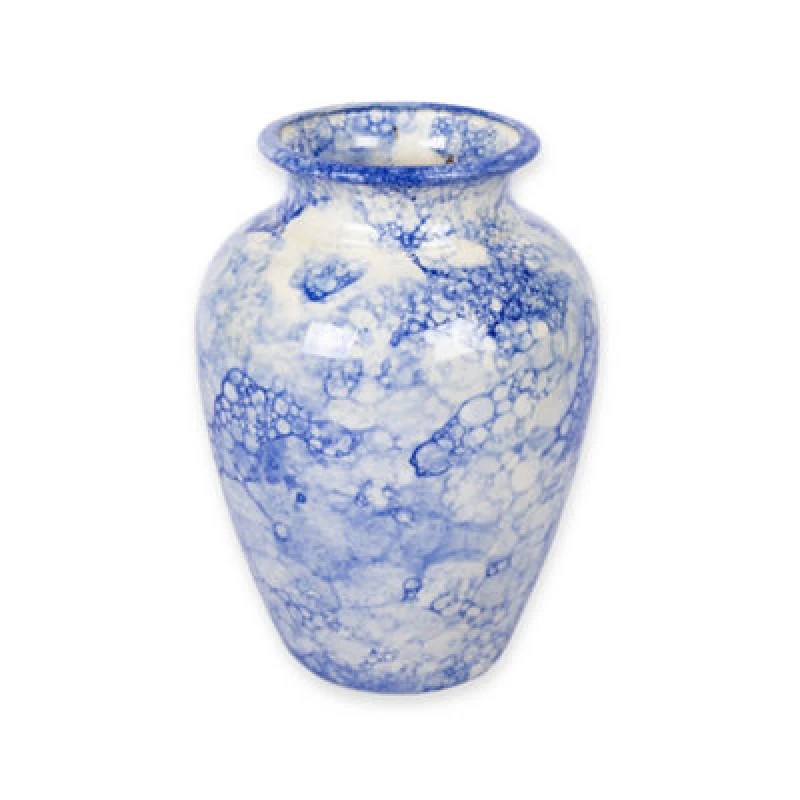 Image of Verano Spanish Ceramics Burbujas Blue & White Ceramic Vase Home Decor Table Centrepiece 28cm Blue unisex