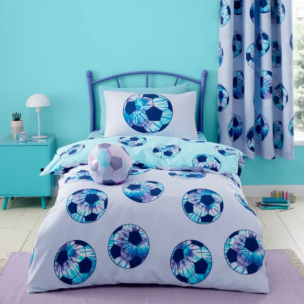 Image of Tie Dye Football Purple Reversible Duvet Cover and Pillowcase Set Purple