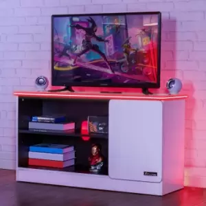 Image of CarbonTek TV Media Unit with Enhanced LED Lighting, white