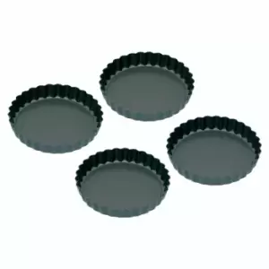 Image of Non-Stick Mini Fluted Flan / Tart Tins 10cm, Set of Four,