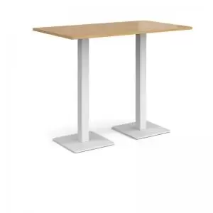 Image of Brescia rectangular poseur table with flat square white bases 1400mm x