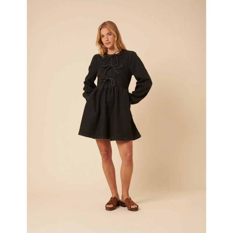 Image of Nobodys Child Womens Eden Denim Mini Dress Black female 18 (2XL)