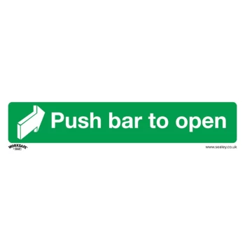 Image of Safety Sign - Push Bar To Open - Self-Adhesive Vinyl