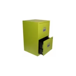 Image of Bisley 2 Drawer Metal Filing Cabinet - Green