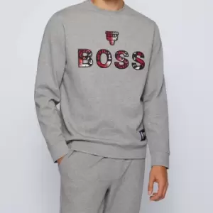 Image of BOSS X NBA Mens Bulls Crewneck Sweatshirt - Medium Grey - XL