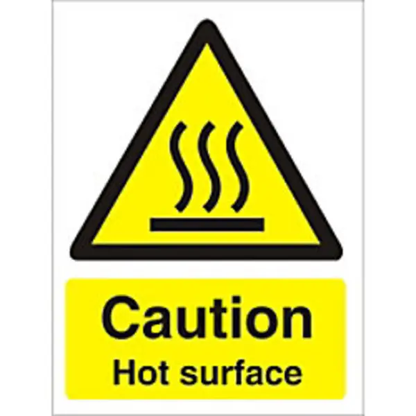 Image of Stewart Superior Seco Warning Safety Sign Caution Hot Surface Semi Rigid Plastic 50 x 75mm (Pack 5) - W0187SRP50X75 P5 W0187SRP50X75 P5