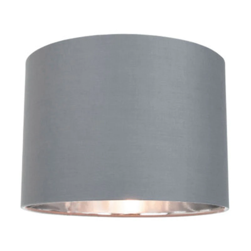 Image of Happy Homewares Contemporary Grey Cotton 12 Table/pendant Lamp Shade With Shiny Silver Inner