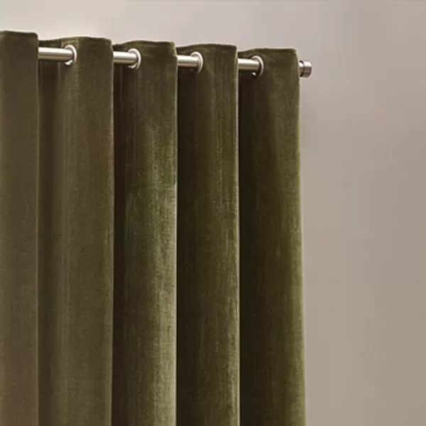 Image of Heavy Chenille Olive Eyelet Curtains Heavy Chenille Marine
