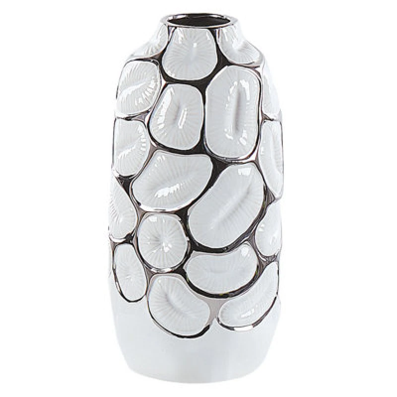 Image of Beliani Decorative Vase Cenabum Stoneware 28cm White