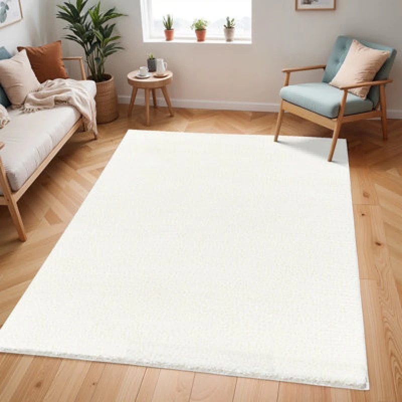 Image of Livabliss Shaggy Solid Color Plush Pile Off-White Claire Area Rug 200 X 275cm - Easy Care, Non Shedding, Ideal For Living Room & Bedroom