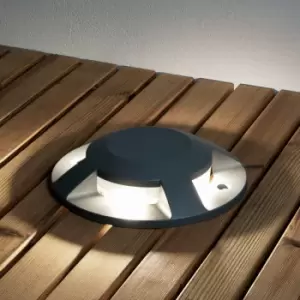 Image of Konstsmide Recessed Ground Outdoor Effect Light Deck Light Surface Mounted Dark Grey 12W LED 4 Way, IP65