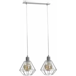 Image of Keter Foskal Bar Pendant Ceiling Light Silver, 50cm, 2x E27