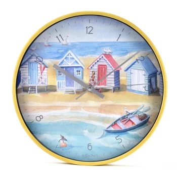 Image of By The Seaside Clock - Beach Huts by Finola Stack