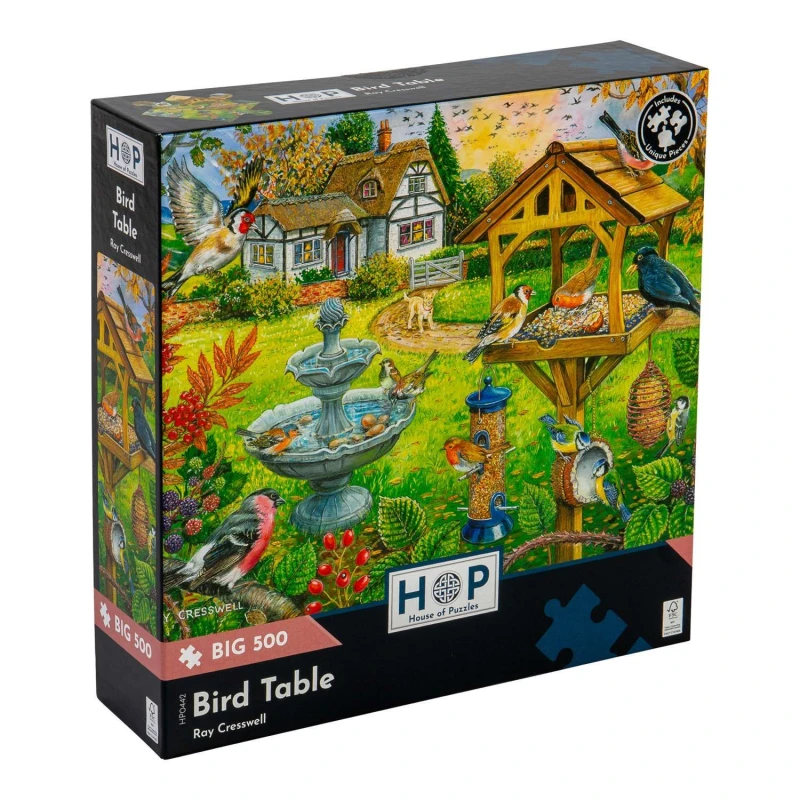 Image of The House Of Puzzles Bird Table, BIG 500 Piece Jigsaw Puzzle Multi unisex