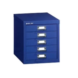 Image of Bisley Filing Cabinet with 5 Drawers H125NL 280 x 380 x 325mm Blue