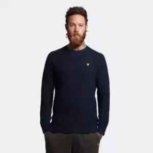 Image of Lyle & Scott Mens Horizontal Textured Stitch Jumper - Dark Navy - M
