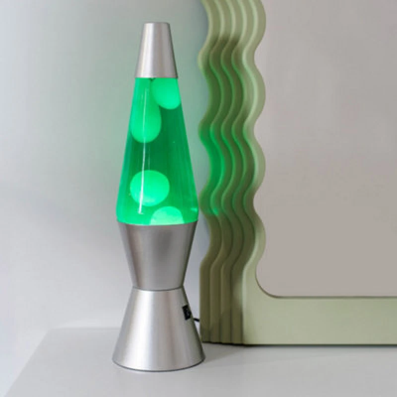 Image of Valuelights Razzo LED White And Green With Silver Base Retro Lava Lamp Desk Table Light