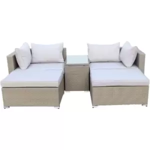 Image of Out&out Original - DesignDrop- Roma Modular Outdoor Rattan Garden Lounge Set with Removable Cushions- 5pc