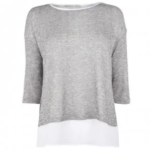 Image of Oui Sparkle Knit T Shirt - 0901 Light Grey