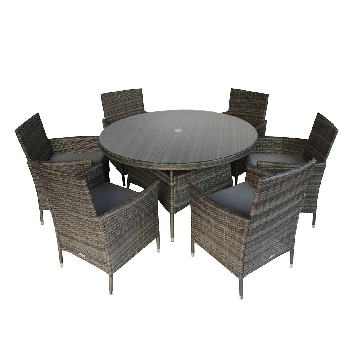 Image of Charles Bentley 6 Seater Rattan Dining Set Grey