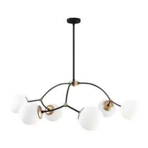 Image of Cristal Model 5 Deco 6-light Ceiling Lamp with Glass Lampshades