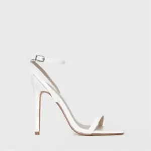 Image of Missguided Square Toe Barely There Heels - White