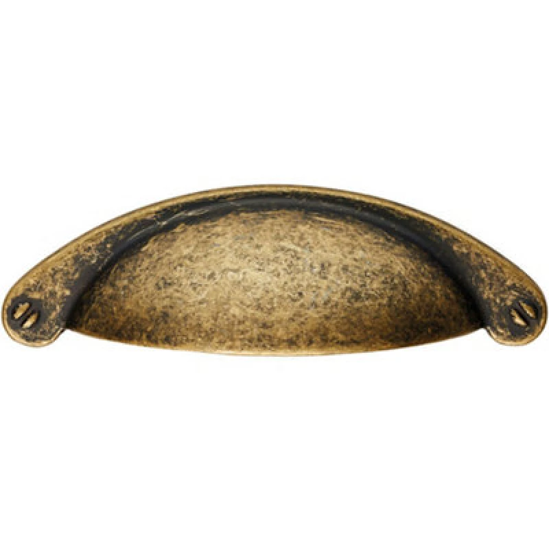 Image of Loops Traditional Cup Pull Handle 104 x 26mm 64mm Fixing Centres Antique Brass Metallics unisex