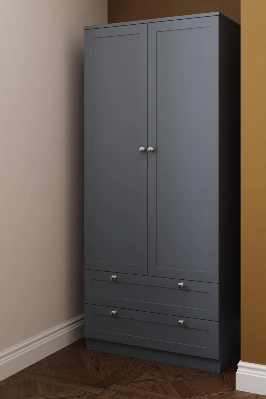 Image of FWStyle FWStyle 2 Door 2 Drawer Combination Wardrobe Dark Matt Grey Grey One Size Unisex 5056413127358