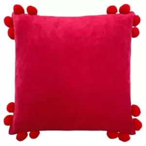 Image of Hoola Pom-Pom Cushion Fuchsia/Red