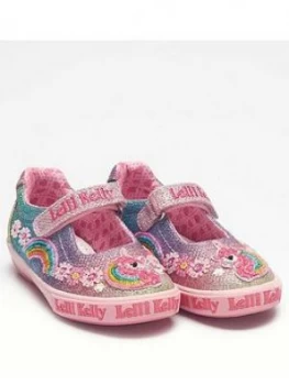 Image of Lelli Kelly Girls Rainbow Unicorn Dolly Shoe - Multi/Glitter, Multi Glitter, Size 11 Younger