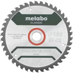Image of Metabo Precision cut Wood - Classic 165X20 Z42 WZ 5° 628026000 Carbide metal circular saw blade 165 x 20 x 1.2mm Number of cogs: 42
