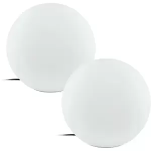 Image of 2 PACK IP65 Outdoor Garden Ball Light White Plastic 1x 40W E27 390mm Globe