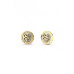 Image of Heart Cage 15mm Heart White Coin Gold Earrings UBE03109YGWH