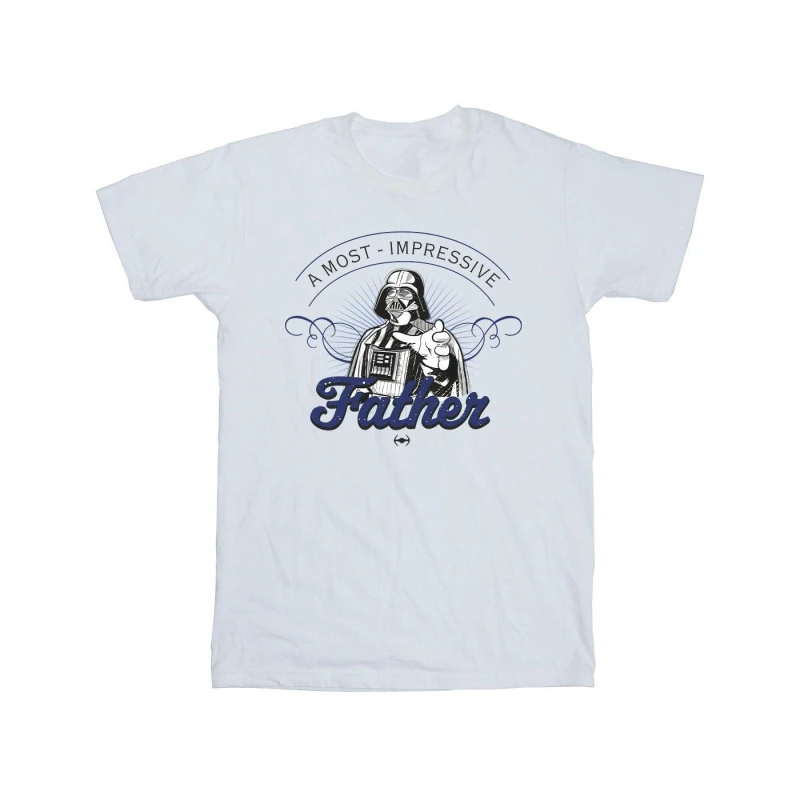 Image of Star Wars Star Wars Men A Most Impressive Father Cotton T-Shirt in White Size: Small White S Male 5063376543637