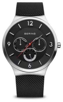 Image of Bering Mens Classic Brushed Silver Black Mesh Bracelet Watch