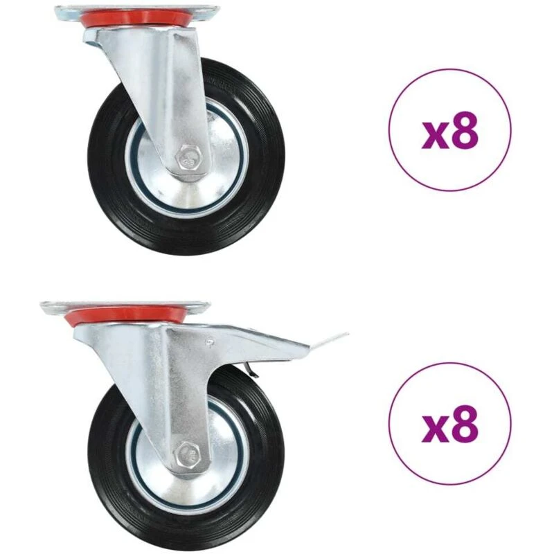 Image of VIDAXL 16 pcs Swivel Casters 160 mm Vidaxl 8719883718200