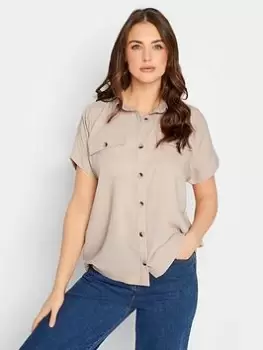 Image of Long Tall Sally Short Sleeve Pocket Utility Shirt - Blush, Pink, Size 22, Women