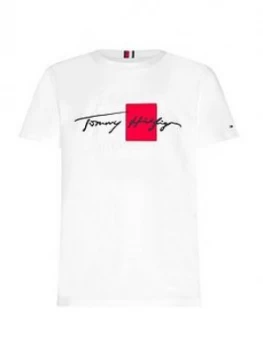 Image of Tommy Hilfiger Box Signature T-Shirt, White, Size 5XL, Men