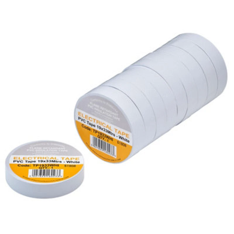 Image of Draper PVC Electrical Insulation Tape Pack of 10 White 19mm 33m TP1933WHI