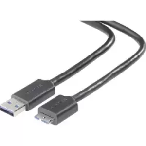 Image of Belkin USB cable USB 3.2 1st Gen (USB 3.0 / USB 3.1 1st Gen) USB-A plug, USB Micro-B 3.0 plug 90.00cm Black F3U166BT0.9M