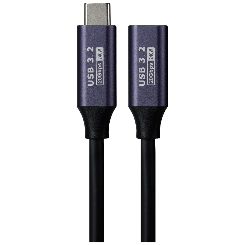 Image of Maplin USB-C to USB-C Female Extension Cable V3.2 20Gbps 240W - 0.2m