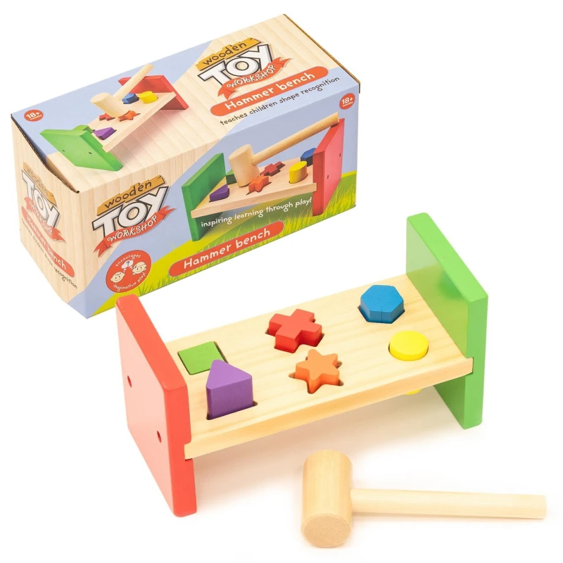 Image of KandyToys Wooden Toy Hammer Bench Playset Multi