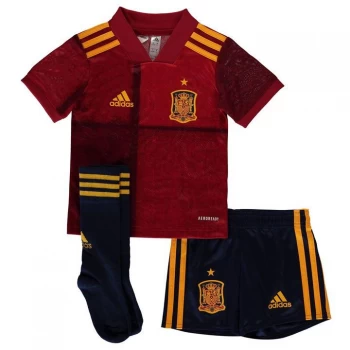 Image of Boys, adidas Infant Home Spain Euro 2020 Mini Replica Kit - Red, Size 18-24 Months