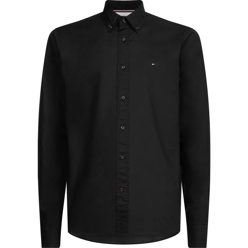 Image of Tommy Hilfiger Core Flex Long Sleeve Poplin Shirt - Black XS
