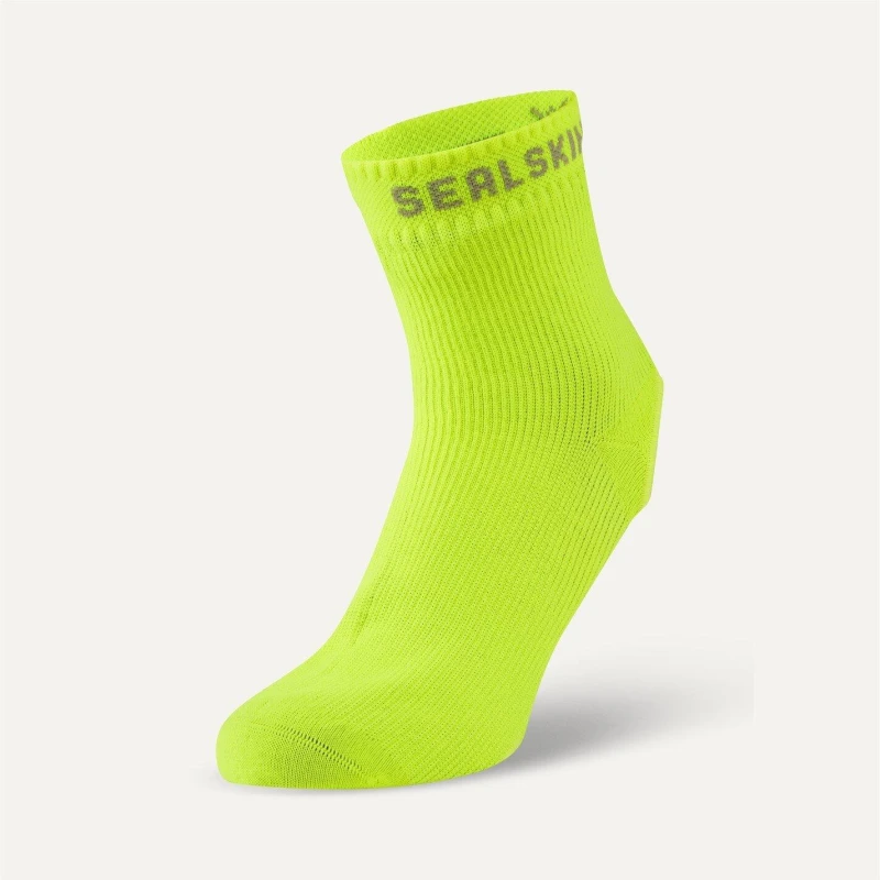 Image of Sealskinz Thetford Waterproof All Weather Cycle Oversock Yellow/Grey unisex S/M