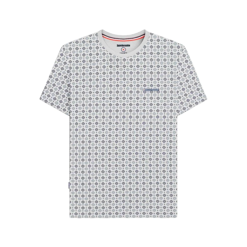 Image of Lambretta Lambretta Men SS25 Geometric T-Shirt in White Size: Small White S Male 5063703651509