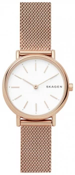 Image of Skagen Ladies Signatur Slim Rose Tone Mesh Strap Watch
