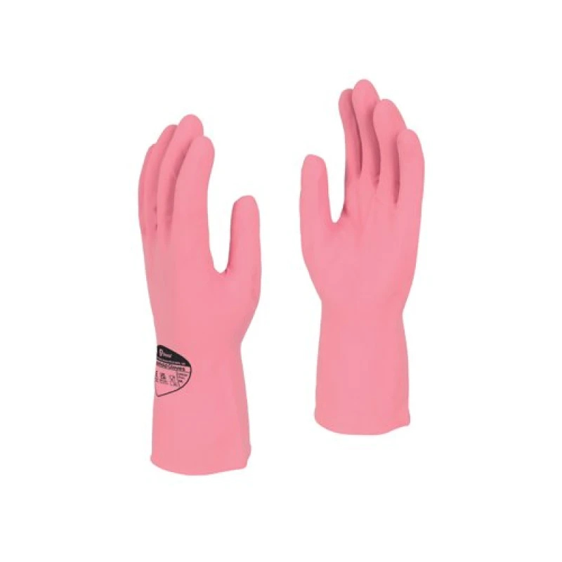 Image of Shield Latex Rubber Household Gloves 300mm Large Pink (12 Pack) GR03/9P12