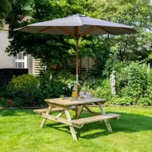 Image of 4ft Picnic Table with Grey Parasol