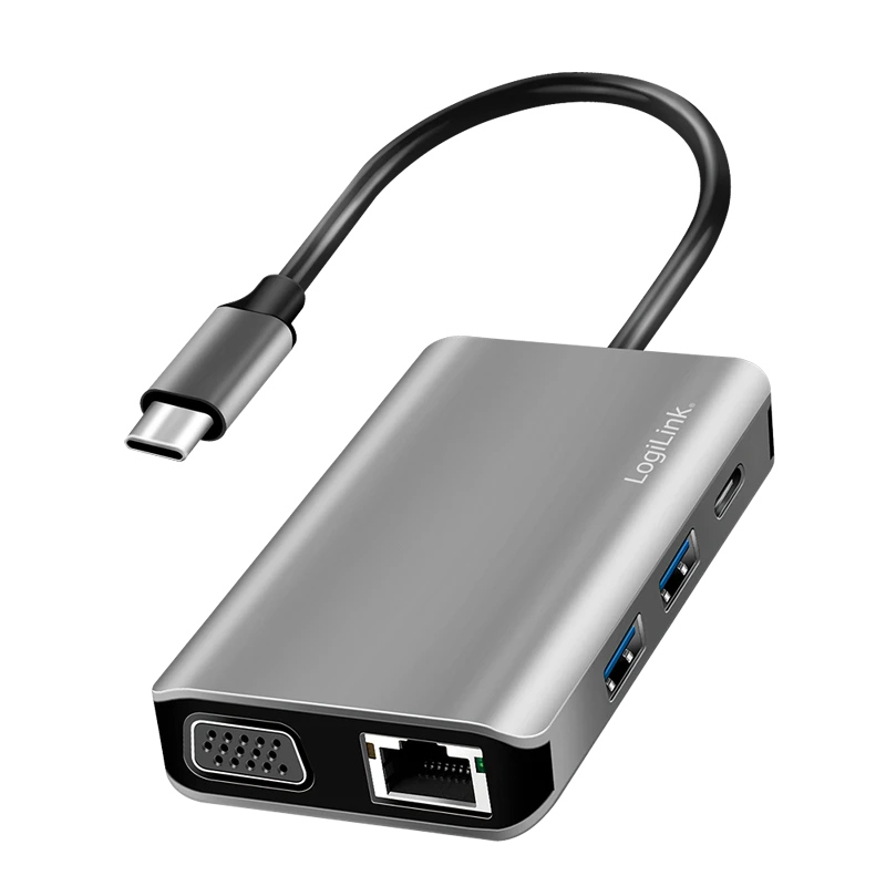 Image of LogiLink USB 3.2 Gen1. Docking Station. USB-C. 7-Port. PD. silver